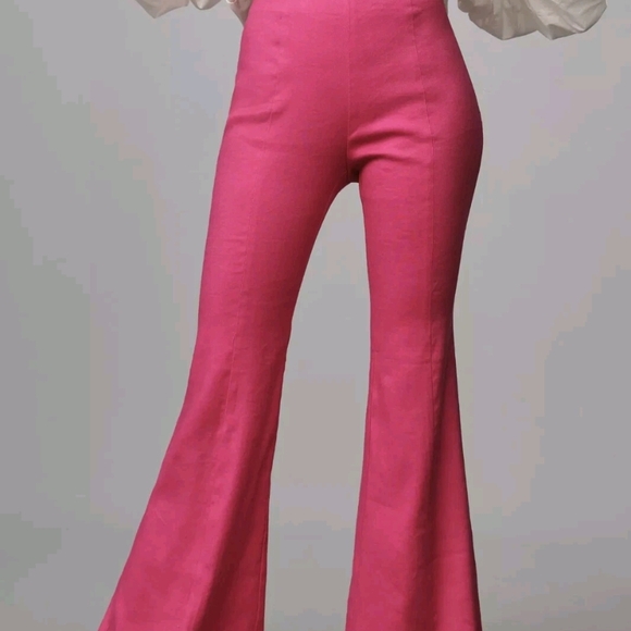 NWT Anthropologie Fuchsia Side Zip Linen Pants Sz 16 - Picture 5 of 12